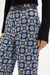 Pantalon taille haute coupe flare Bleu vue de détail 2