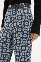 High-Waisted Flared Trousers Blue details view 2