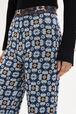 Flower Jacquard Knit High-Waisted Flared Trousers Blue details view 2