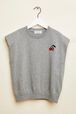 Ribbed Knit Girl Top Grey front view