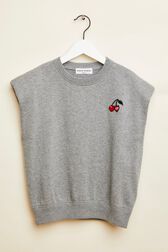 Ribbed Knit Girl Top Grey front view