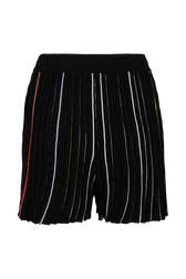 Women Multicolor Striped Pleated Shorts Black back view