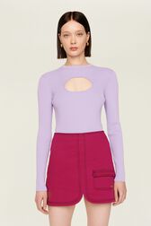 Mini Skirt Tailored Denim Fuchsia Fuchsia front worn view