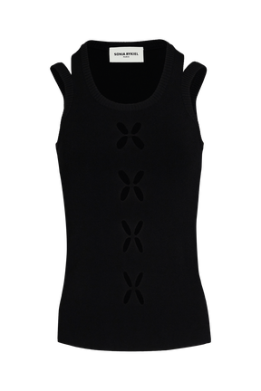 Débardeur maille femme Noir vue de face