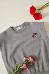 Ribbed Knit Girl Top Grey details view 1