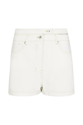 Denim mini shorts Ecru front view