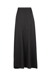 Long satin skirt Black front view