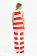 Women Two-Coloured Striped Openwork Tank Top Striped coral/ecru back worn view