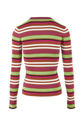 Pull rayé multicolore femme Multico raye emeraude vue de dos