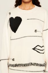 Women Charms Intarsia Wool Sweater Ecru details view 1