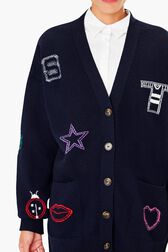 SR Iconic Symbols Cardigan Black/blue details view 2