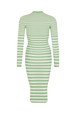 Sock-knit dress Striped anise/white back view