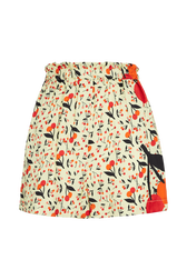 Women Cherry Print Twill Shorts Baby yellow back view