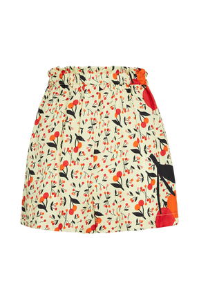 Short twill motif cerise femme Baby yellow vue de dos