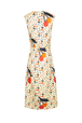 Women Cherry Print Twill Midi Dress Baby yellow back view