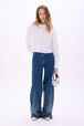 Crop shirt in cotton with long sleeves White front worn view