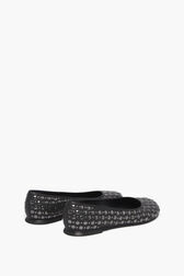 Black Leather Ballerinas With Studs Black back view