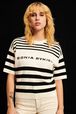 Women Striped Short Sleeve Sweater Black/white details view 1