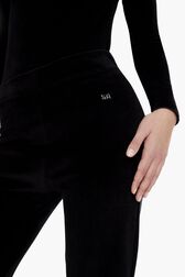 Women Velvet Flare Pants Black details view 2