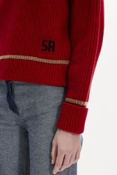 Boat-Neck Jumper With Curved Long Sleeves Red details view 2