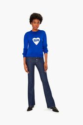 SR Heart Sweater Baby blue front worn view