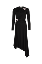 Robe asymétrique en jersey Noir vue de face