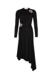 Draped asymmetrical jersey dress Black front view