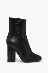 Black Metallic Leather Ankle Boots Black front view