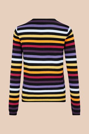 Pull rayé multicolore signature femme Noir vue de dos