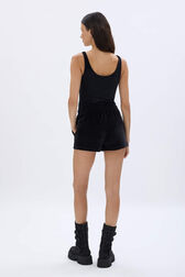 Velvet shorts Black back worn view