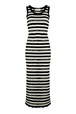 Robe longue rayures ajourées femme Raye noir/ecru vue de face