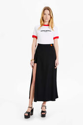 Women Viscose Flowing Skirt Black front worn view