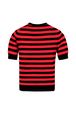 Sweater manches courtes Big Poor Boy rayé femme Raye noir/rouge vue de dos