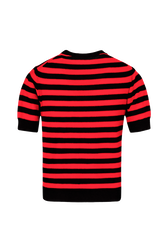 Sweater manches courtes Big Poor Boy rayé femme Raye noir/rouge vue de dos
