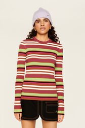 Pull rayé multicolore femme Multico raye emeraude vue de détail 1