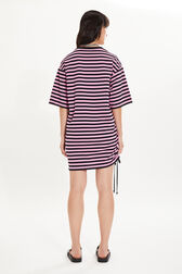 Robe rayée col rond manches courtes Rose/noir vue portée de dos