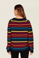 Women Big Poor Boy Striped Sweater Multico striped rf back worn view
