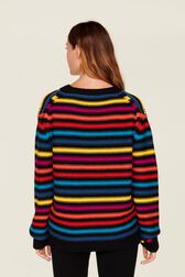 Women Big Poor Boy Striped Sweater Multico striped rf back worn view