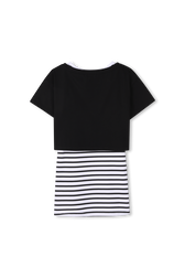 Striped rhinestone dress Black back view
