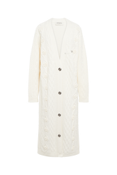 Cardigan long torsadé en laine Ecru vue de face