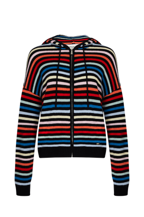 Hoodie zippé femme Multico raye vue de face