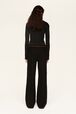Women Wool Double Face Pants Black back worn view