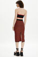 Women Poor Boy Striped Wool Maxi Skirt Striped black/coral back worn view