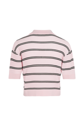 Women Multicolor Striped Polo Baby pink back view