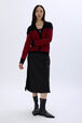 Cardigan rayé en laine Raye noir/rouge vue portée de face