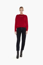 Sweat velours femme Rouge vue portée de face