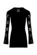 Robe courte fleur ajourée maille femme Noir vue de dos