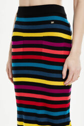 Women Poor Boy Striped Wool Maxi Skirt Multico striped details view 2