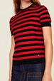 Sweater manches courtes Big Poor Boy rayé femme Raye noir/rouge vue de détail 2