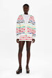 Cardigan rayé multicolore femme Multico blanc vue portée de face